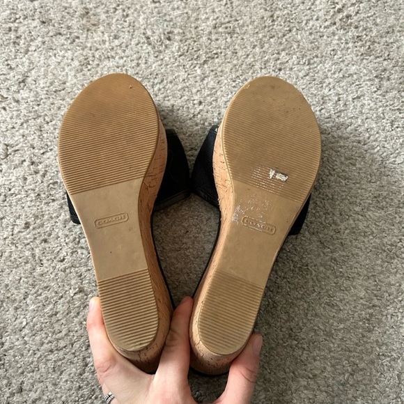 Coach Jazmin Black Wedge Sandles size 9B - Picture 5 of 6